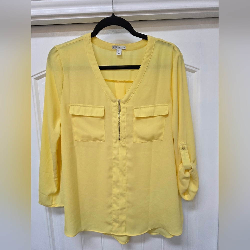 Cato Yellow V-Neck Blouse - Sz L